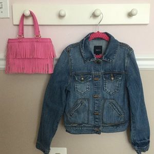 Girls Gap Jean Jacket with Pink Fringe purse